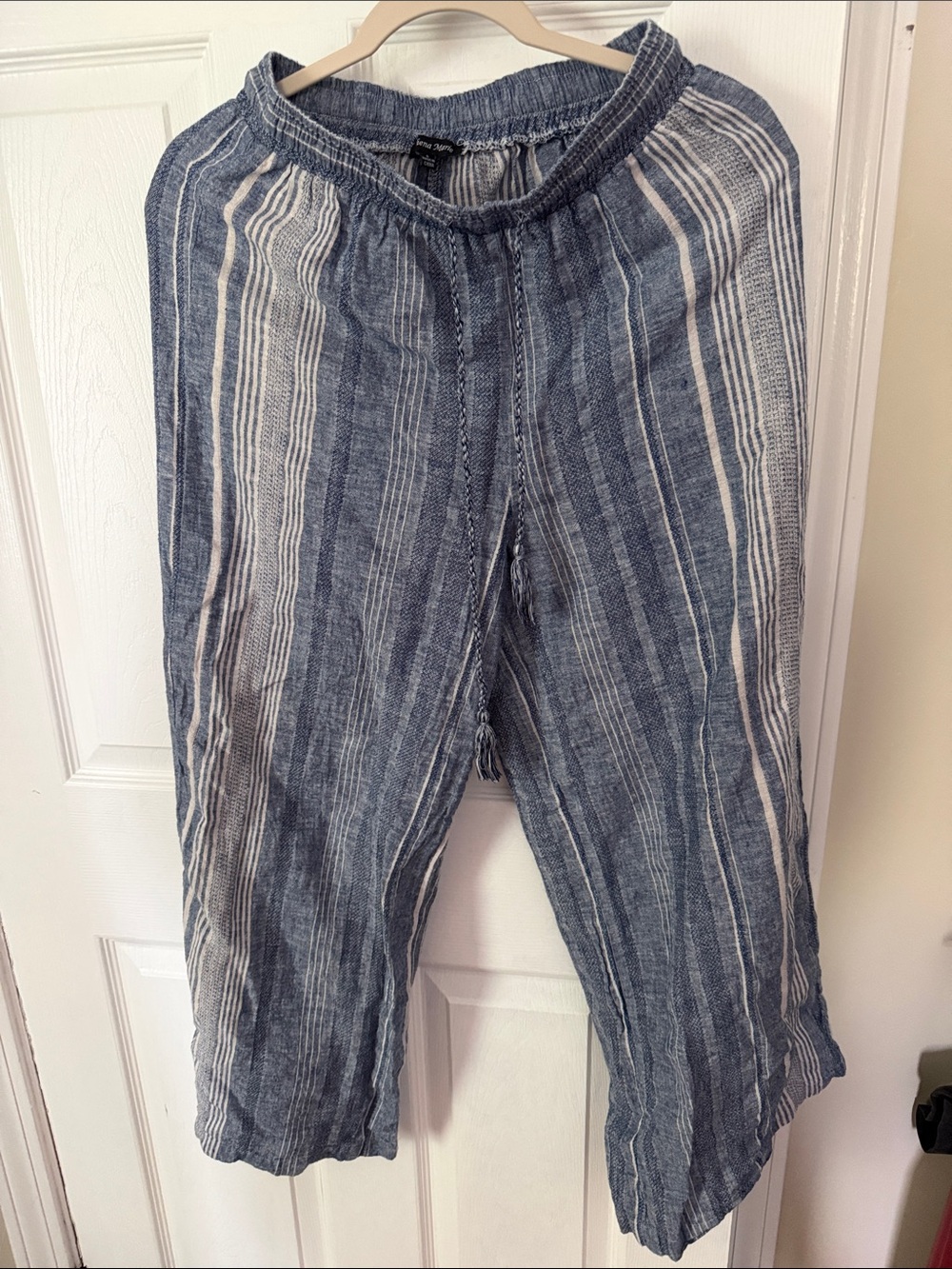 Blue & White Striped Lightweight Linen Pants
